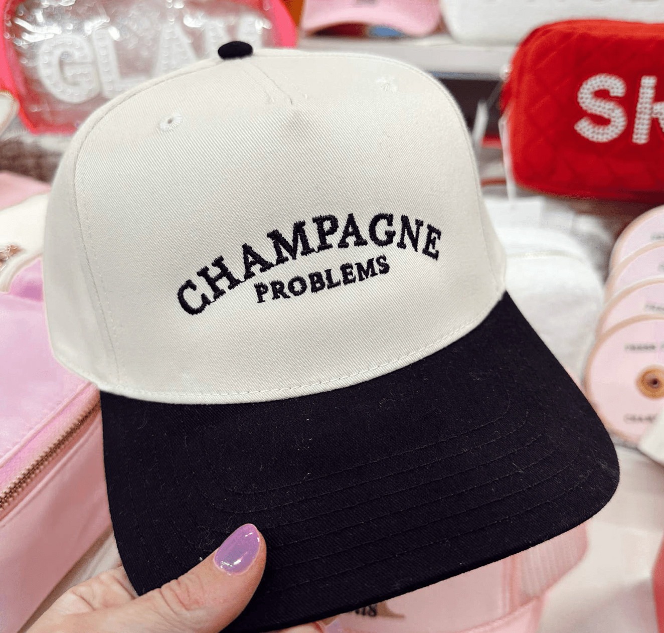 Champagne Problems - Black Vintage Trucker Hat - Shop LINNY CO