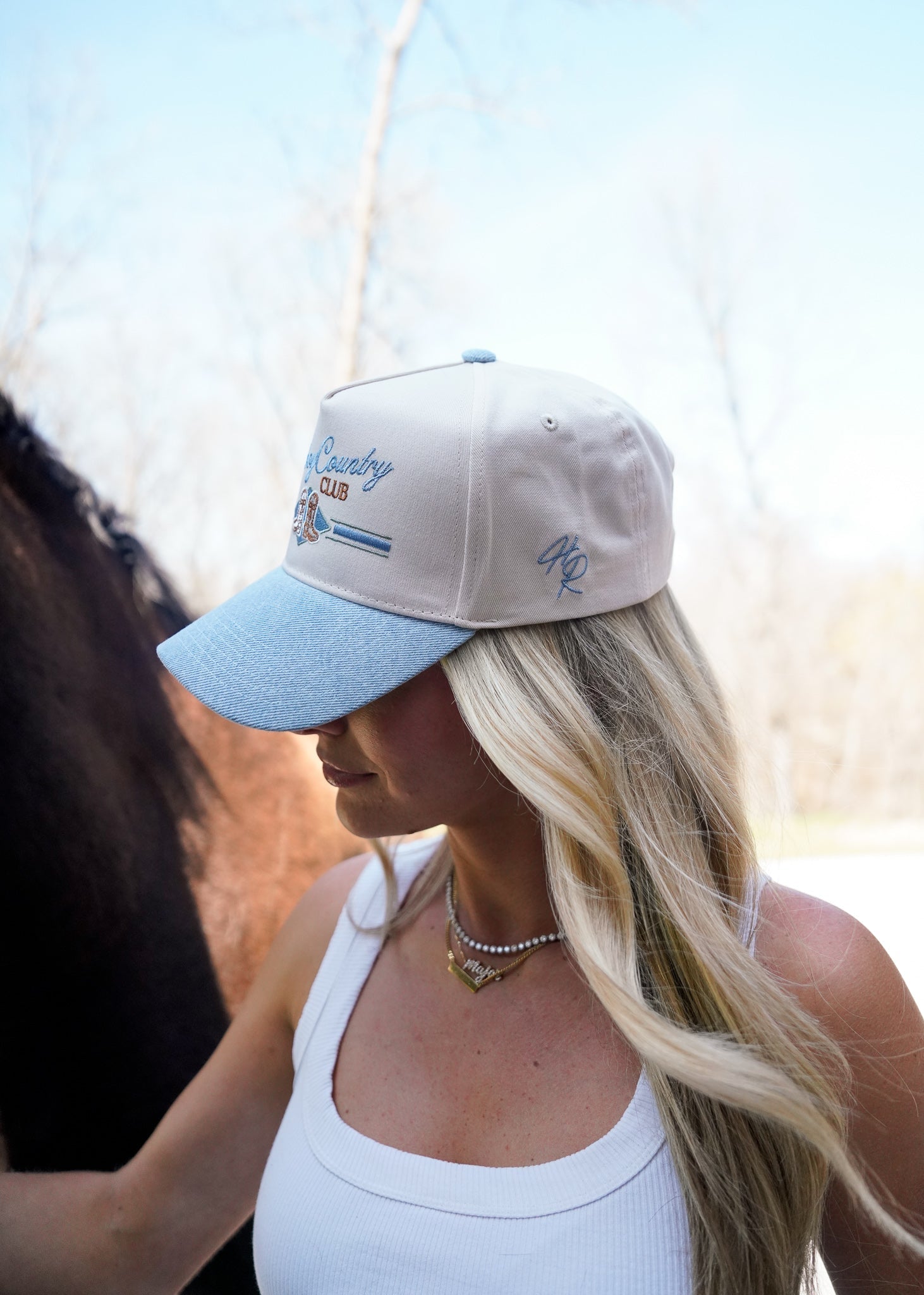 Cowboy Country Club - Denim Vintage Trucker Hat - Shop LINNY CO