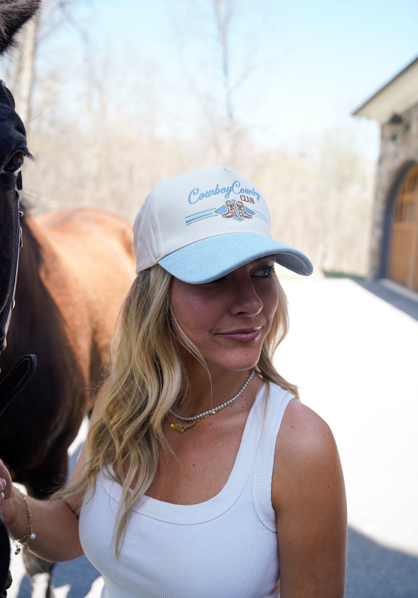 Cowboy Country Club - Denim Vintage Trucker Hat - Shop LINNY CO