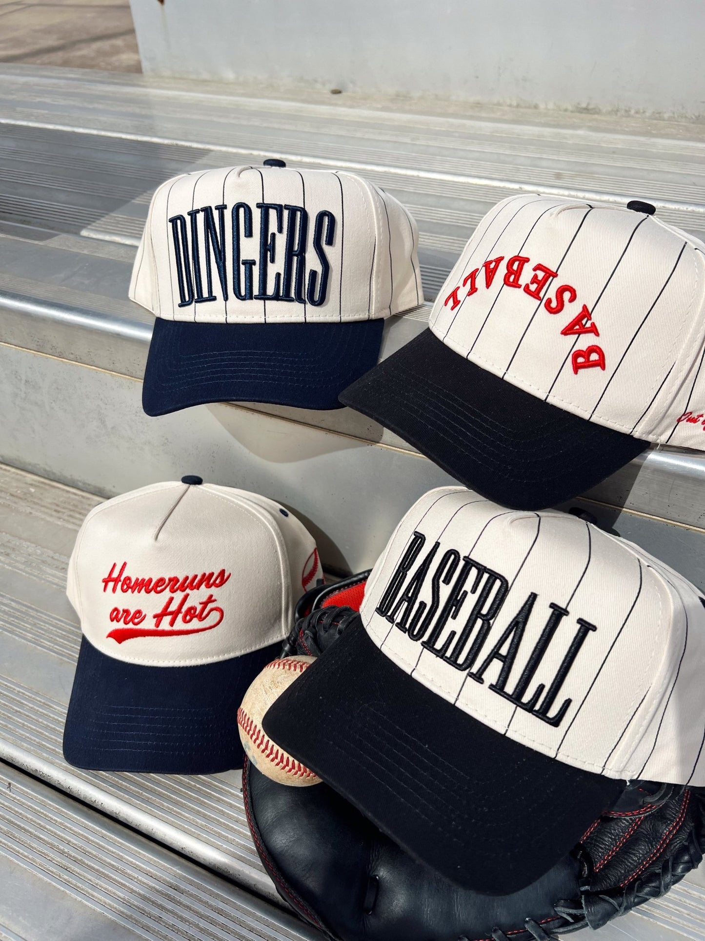 Dingers - Navy Stripe Vintage Trucker Hat - PREORDER - Shop LINNY CO