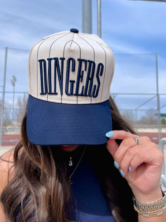 Dingers - Navy Stripe Vintage Trucker Hat - PREORDER - Shop LINNY CO