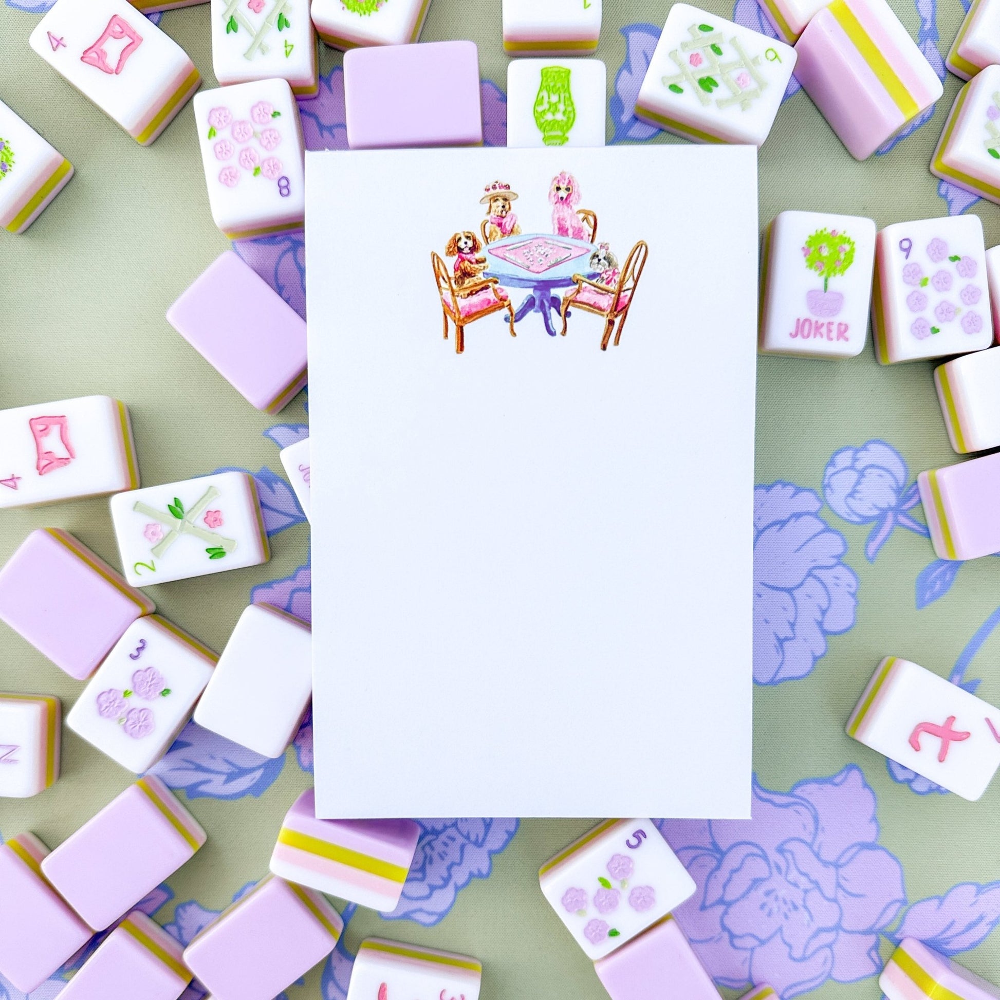 Dogs Playing Mahjong Notepad - Shop LINNY CO