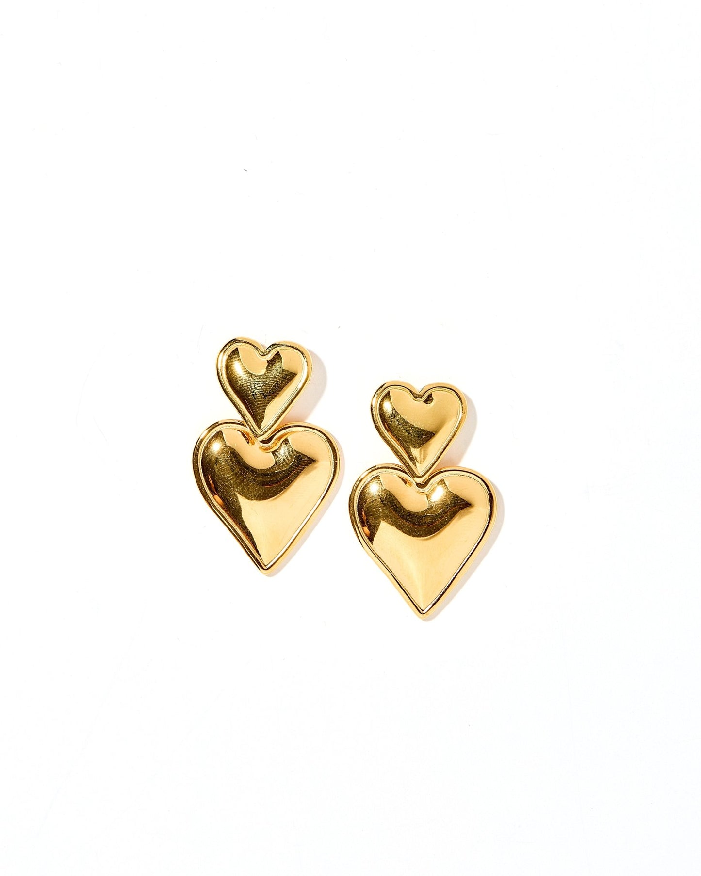 Esme Double Heart Statement Earrings - Gold - Shop LINNY CO