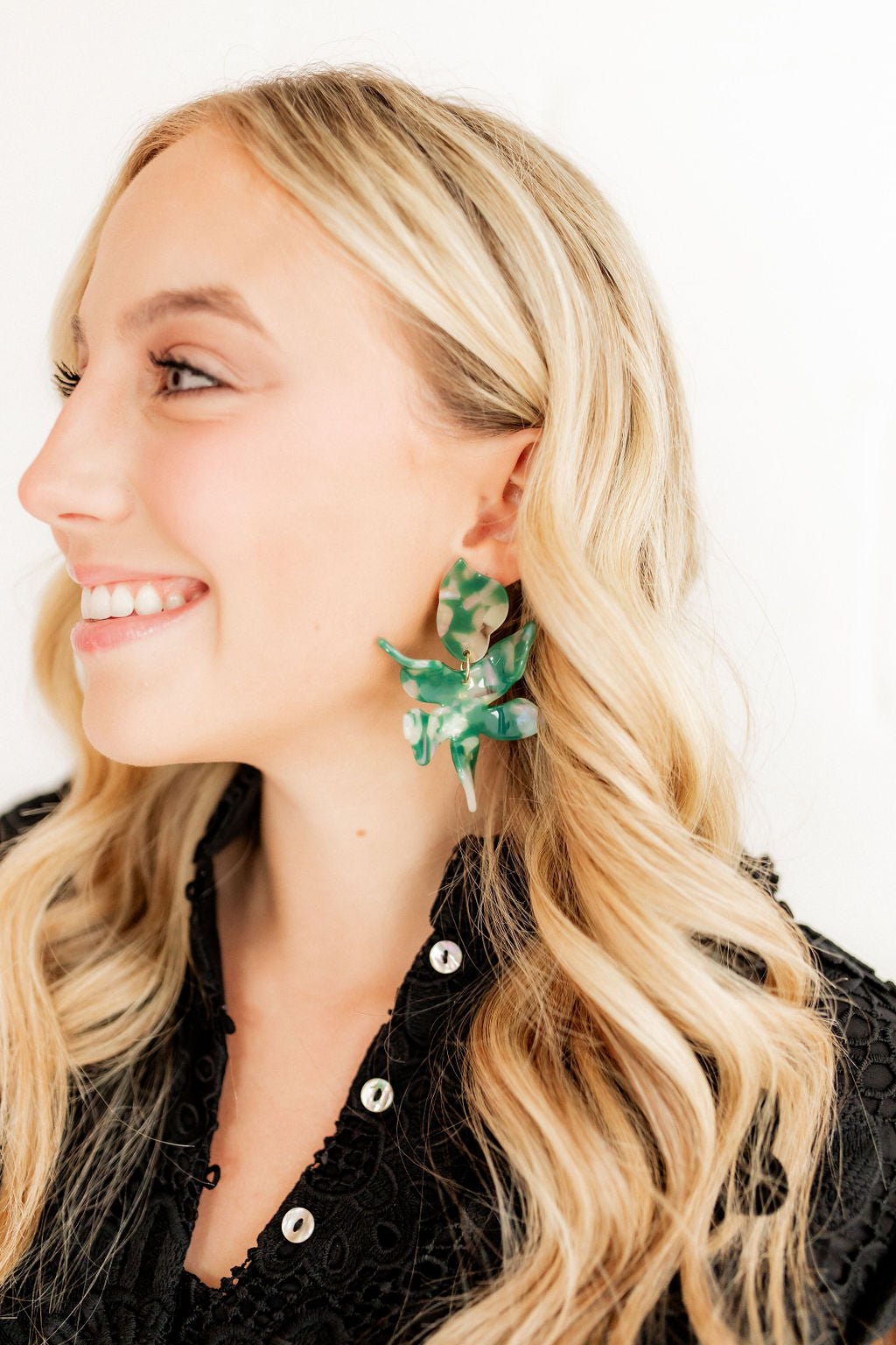 Flora Statement Earrings - Alpine Green - Shop LINNY CO