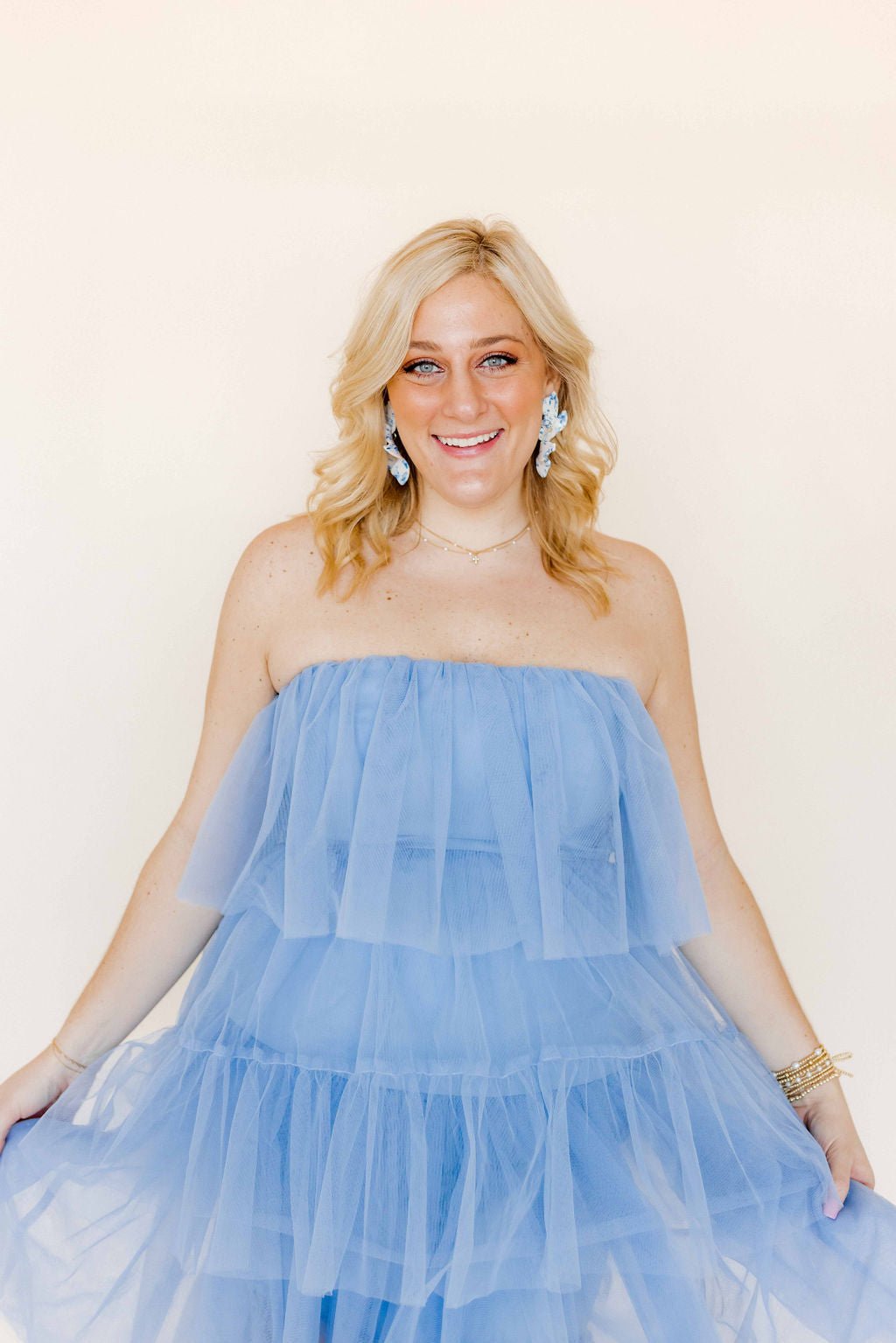 Flora Statement Earrings - Blue China - Shop LINNY CO