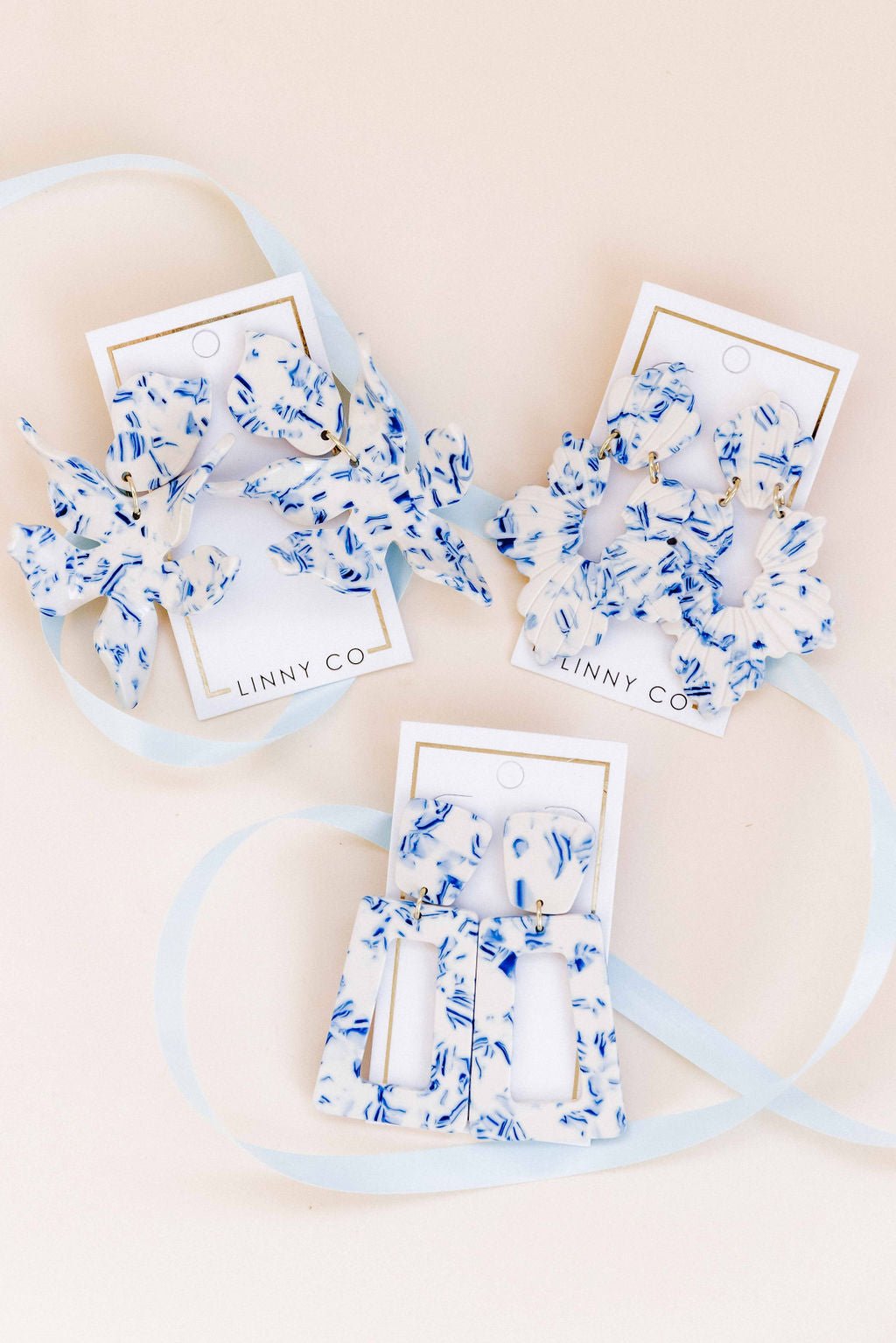 Flora Statement Earrings - Blue China - Shop LINNY CO