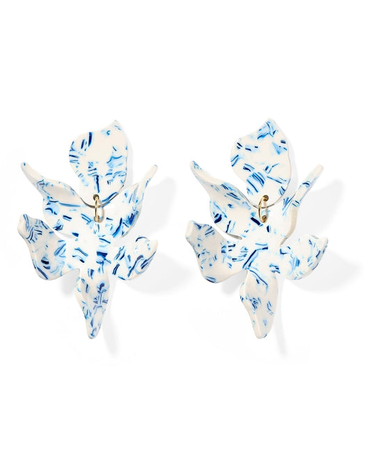 Flora Statement Earrings - Blue China - Shop LINNY CO