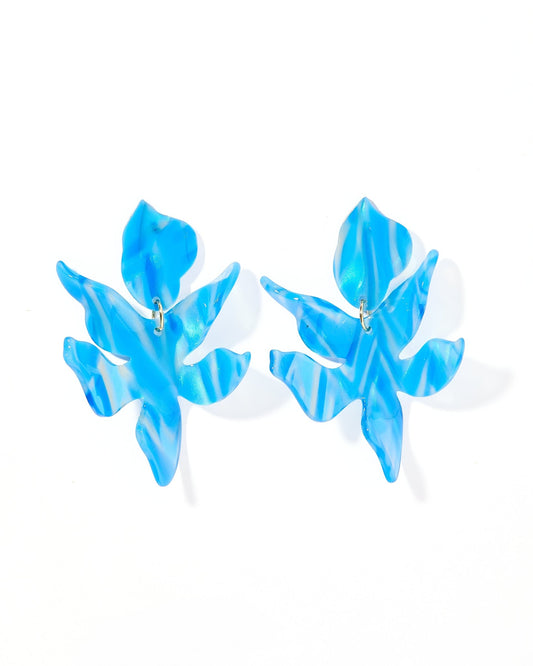 Flora Statement Earrings - Blue Iris - Shop LINNY CO