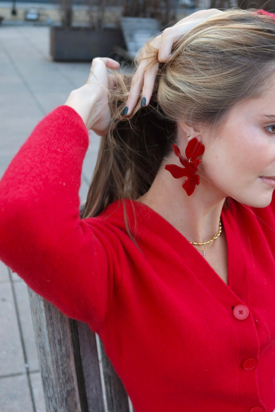 Flora Statement Earrings - Crimson - Shop LINNY CO