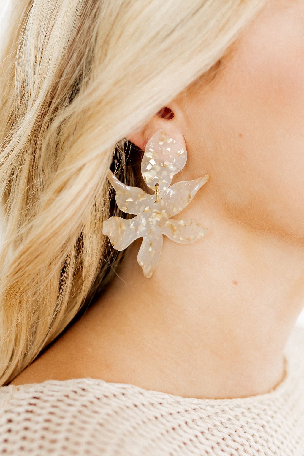 Flora Statement Earrings - Gold Confetti - Shop LINNY CO