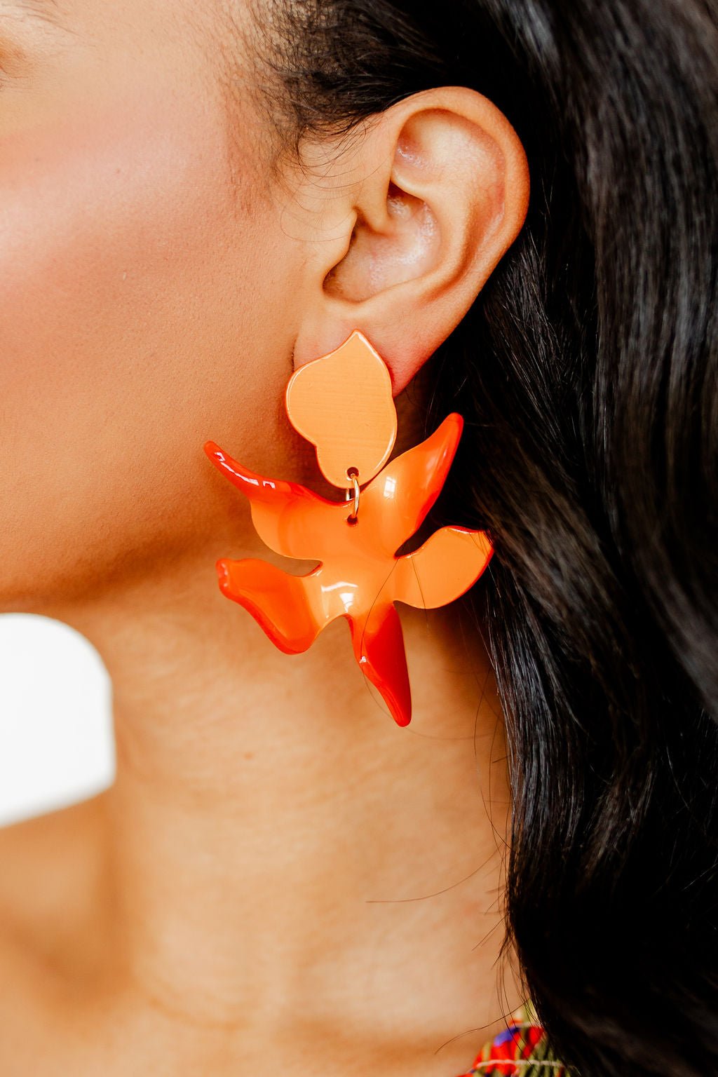 Flora Statement Earrings - Metallic Orange - Shop LINNY CO