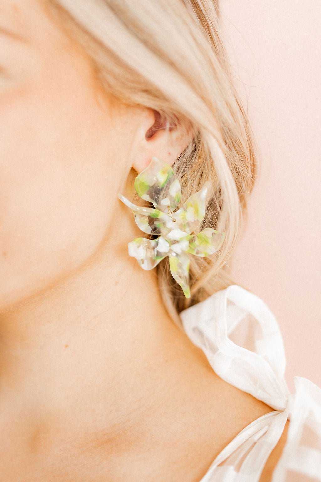 Flora Statement Earrings - Neon Yellow Clouds - Shop LINNY CO