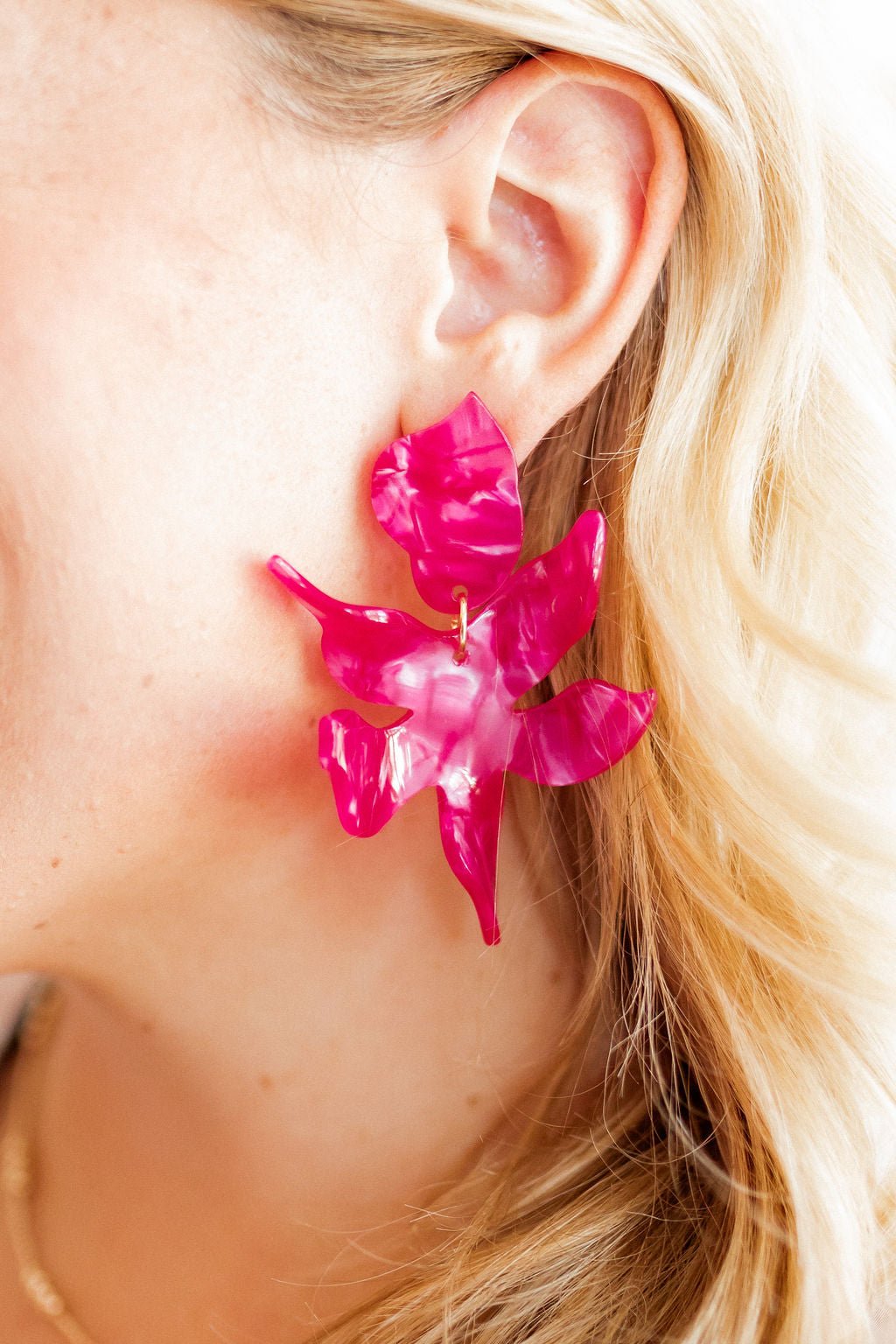 Flora Statement Earrings - Pearlized Pink - Shop LINNY CO