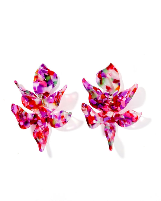 Flora Statement Earrings - Pink Multi - Shop LINNY CO