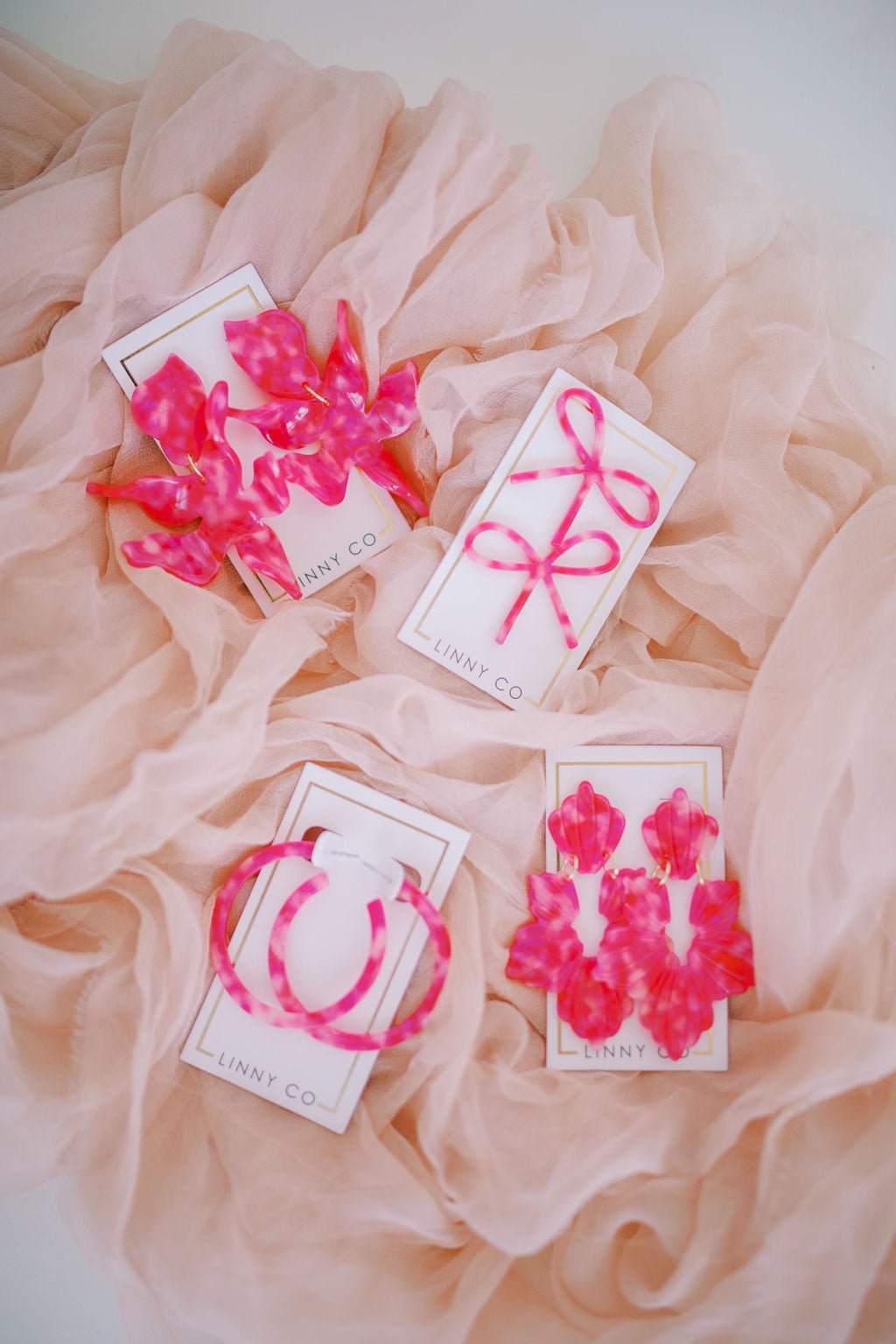 Flora Statement Earrings - Pink Party Punch - Shop LINNY CO