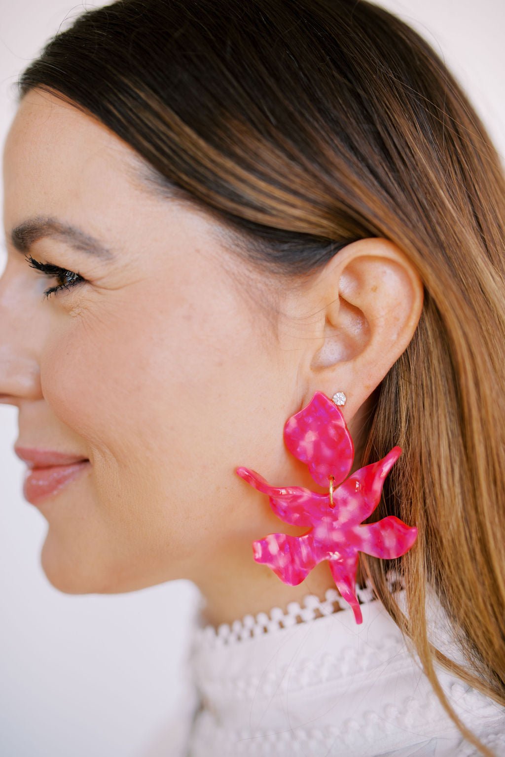 Flora Statement Earrings - Pink Party Punch - Shop LINNY CO