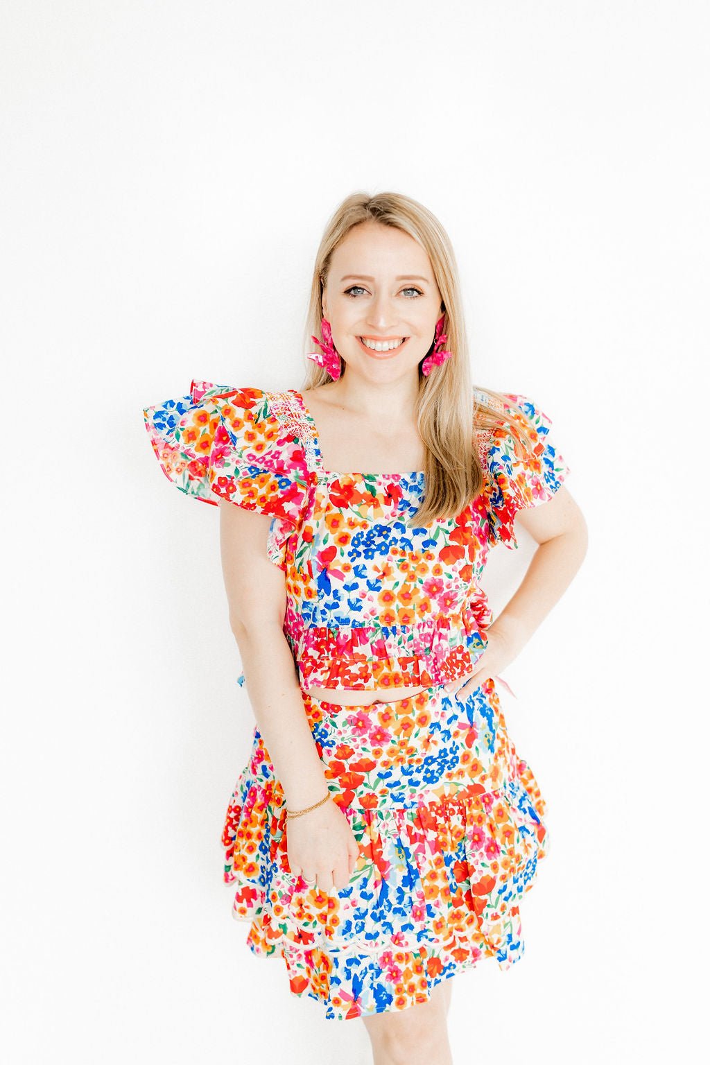 Flora Statement Earrings - Pink Party Punch - Shop LINNY CO