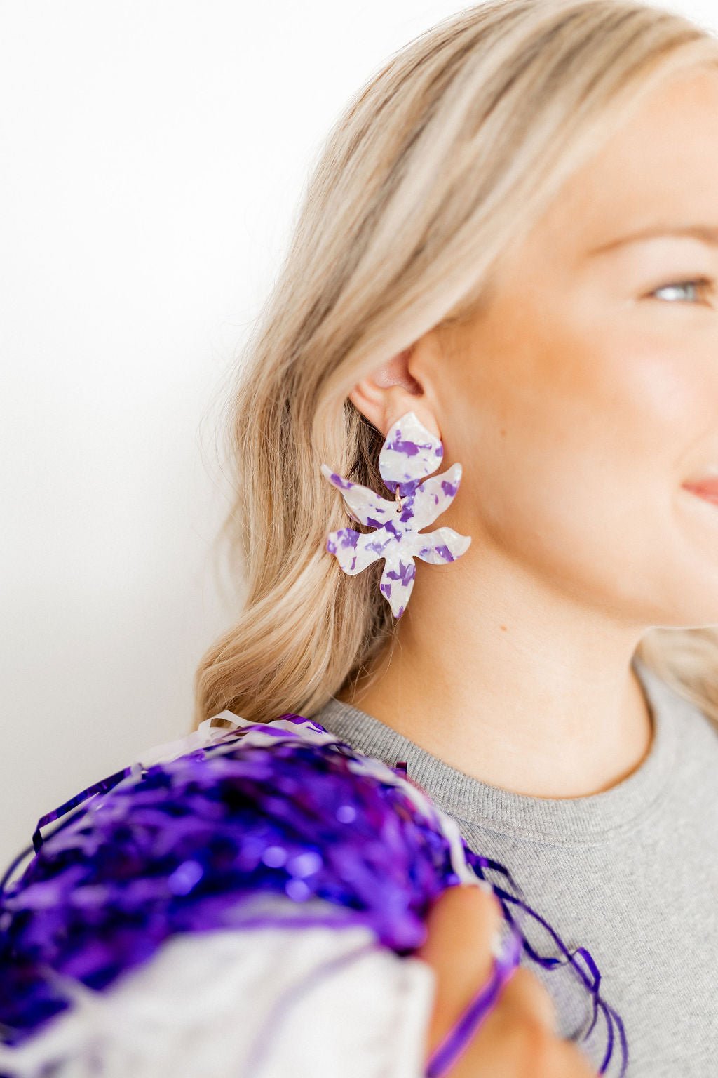Flora Statement Earrings - Purple Frost - Shop LINNY CO