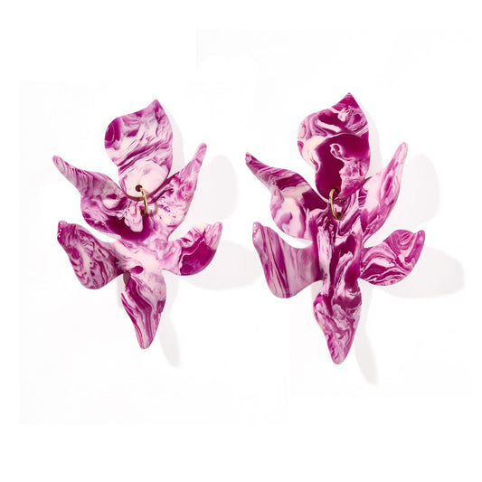 Flora Statement Earrings - Purple Marble - Shop LINNY CO