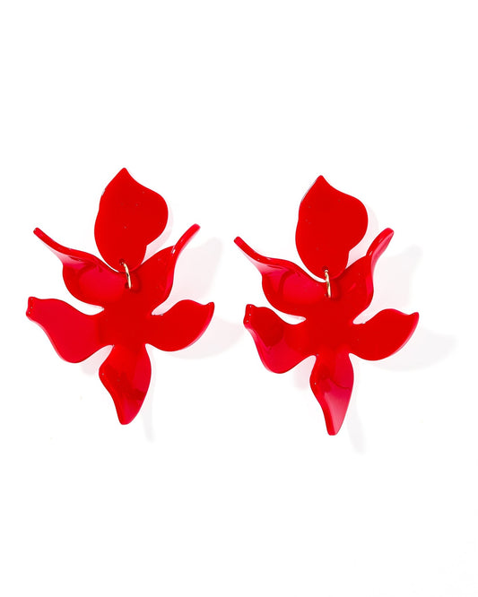 Flora Statement Earrings - True Red - Shop LINNY CO
