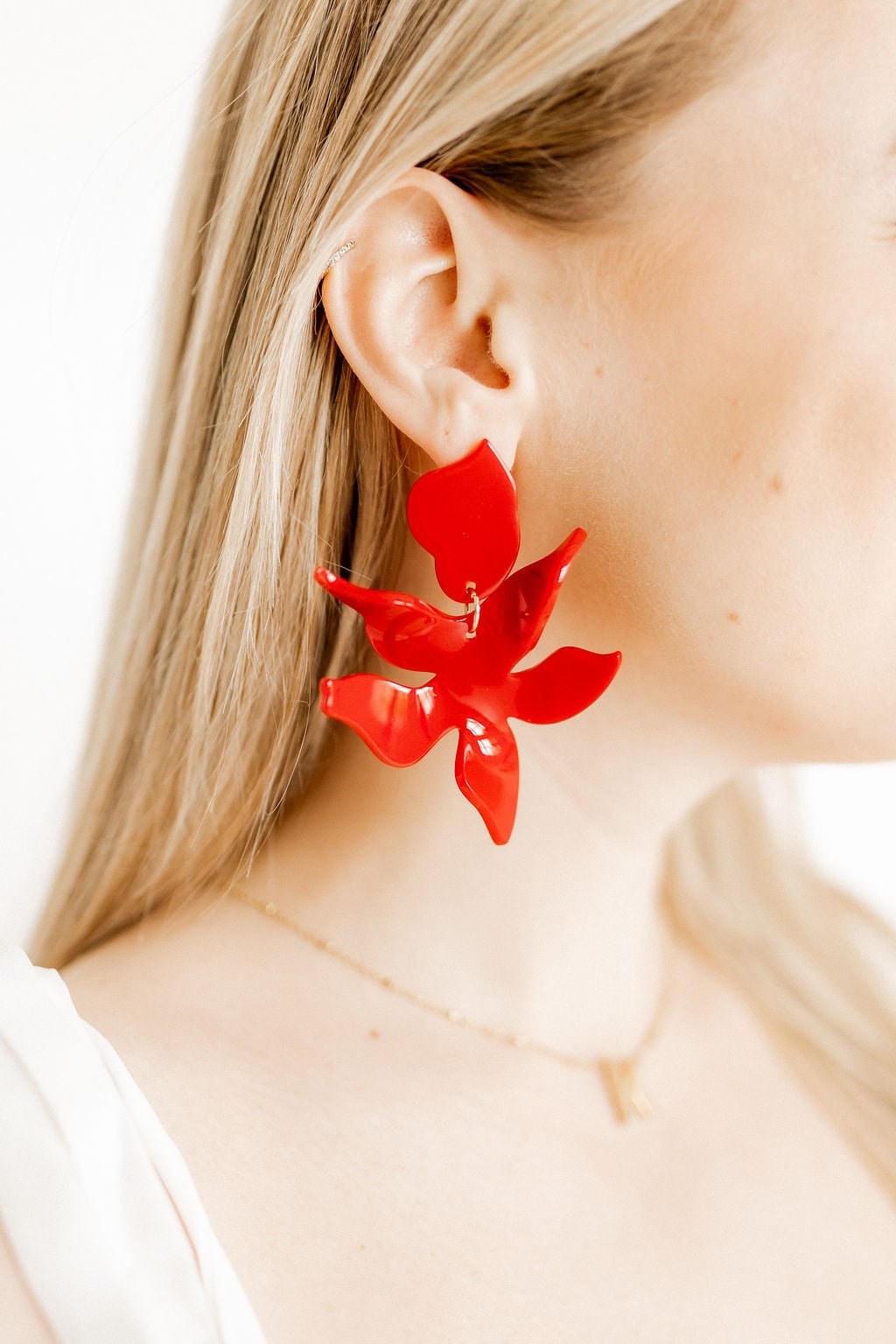 Flora Statement Earrings - True Red - Shop LINNY CO