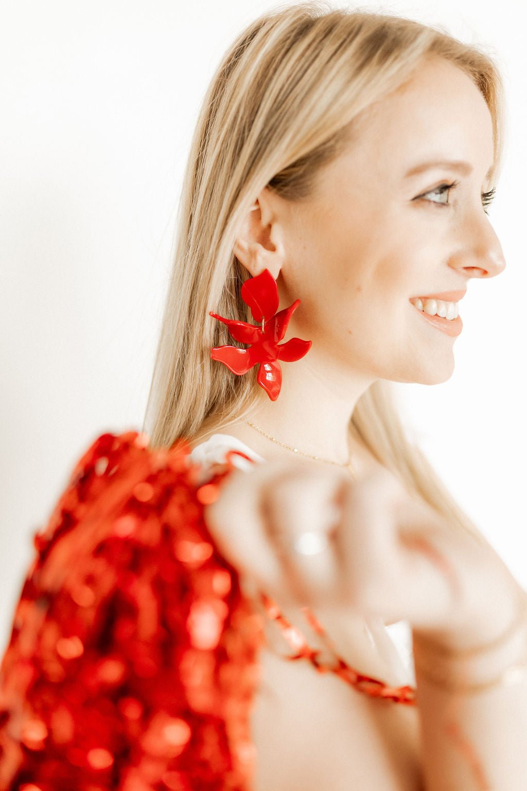 Flora Statement Earrings - True Red - Shop LINNY CO