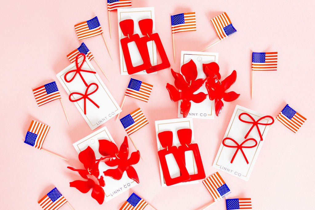 Flora Statement Earrings - True Red - Shop LINNY CO