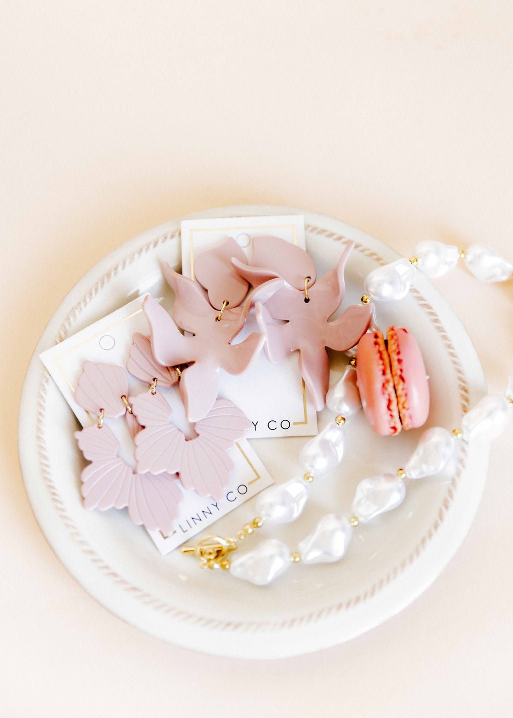 Flora Statement Earrings - Vintage Rose - Shop LINNY CO