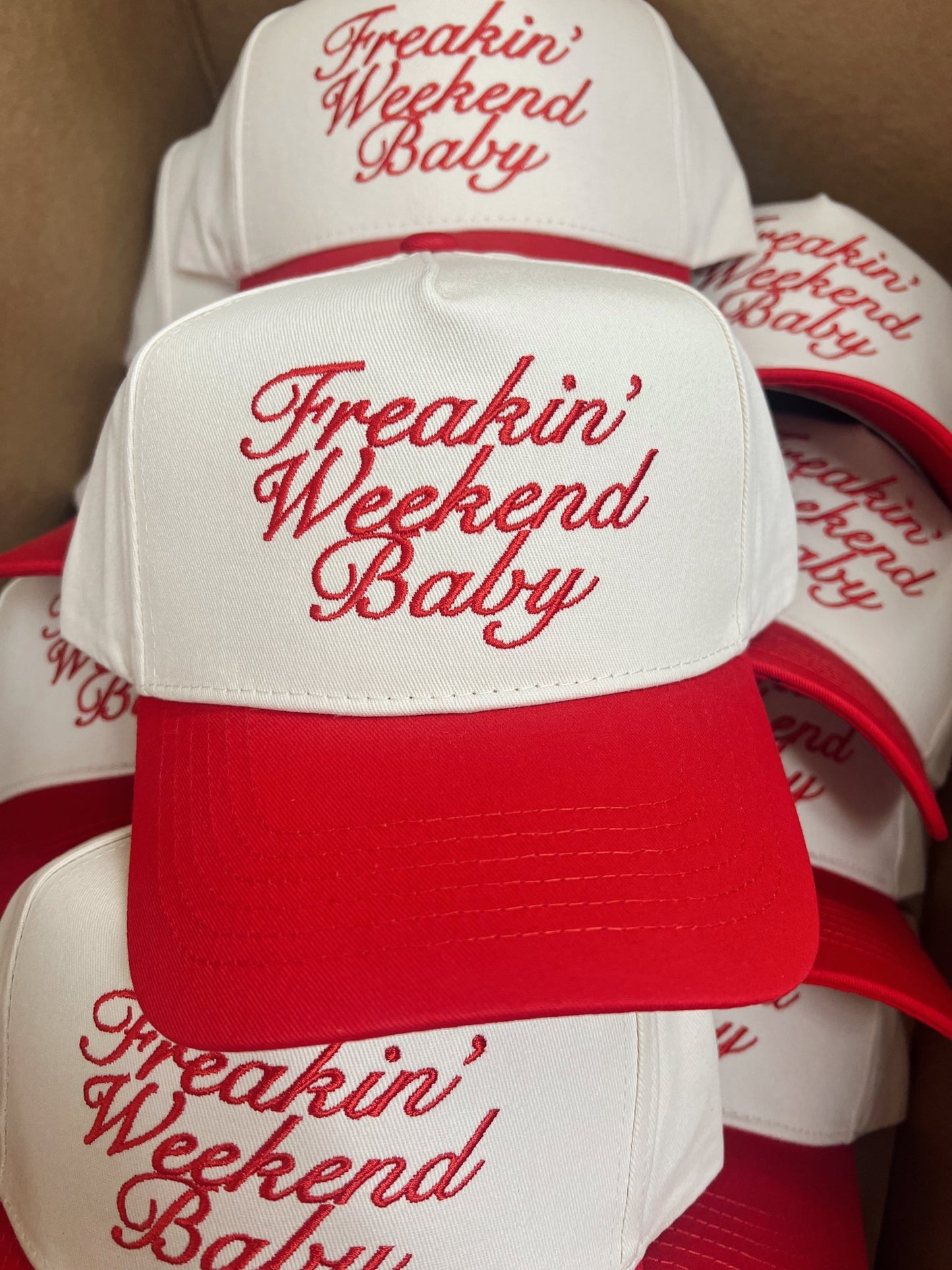Freakin' Weekend Baby - Vintage Trucker Hat - Shop LINNY CO