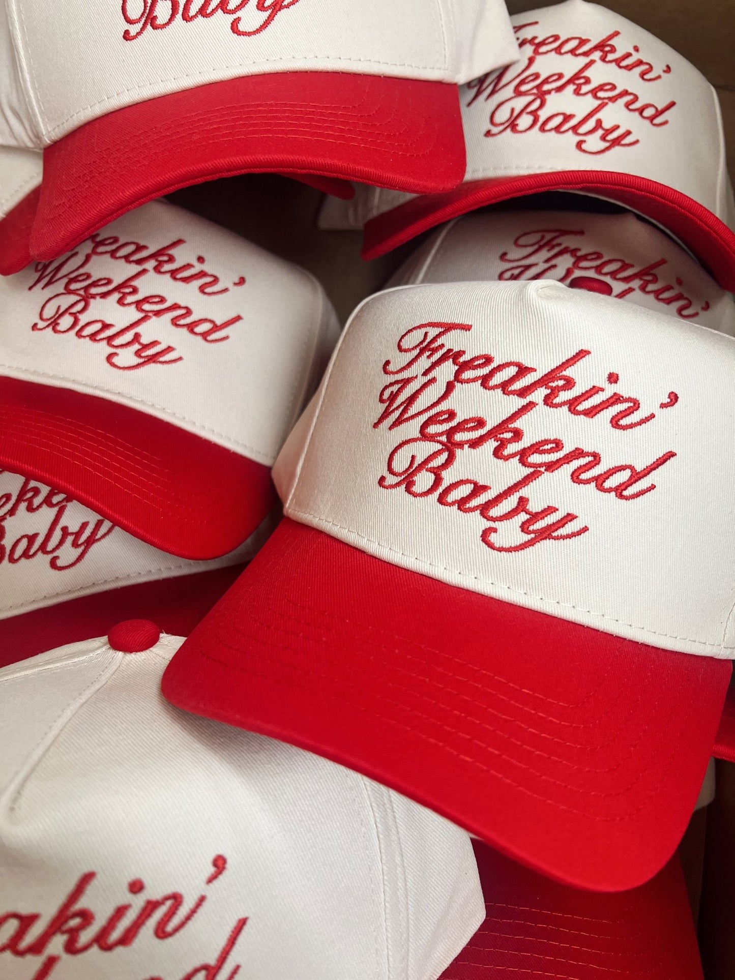 Freakin' Weekend Baby - Vintage Trucker Hat - Shop LINNY CO
