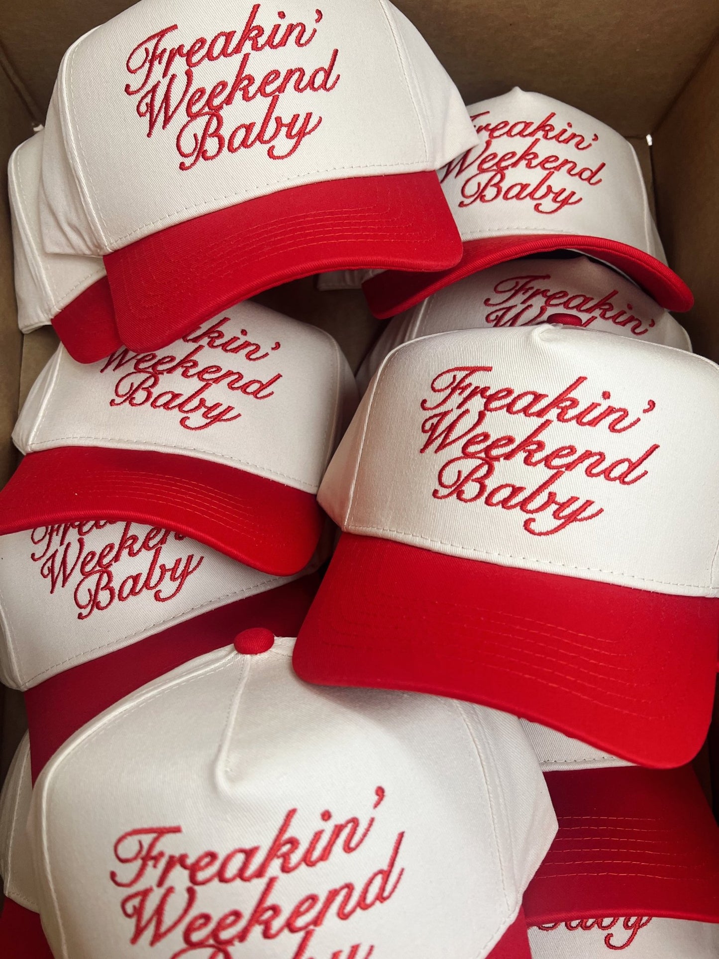 Freakin' Weekend Baby - Vintage Trucker Hat - Shop LINNY CO
