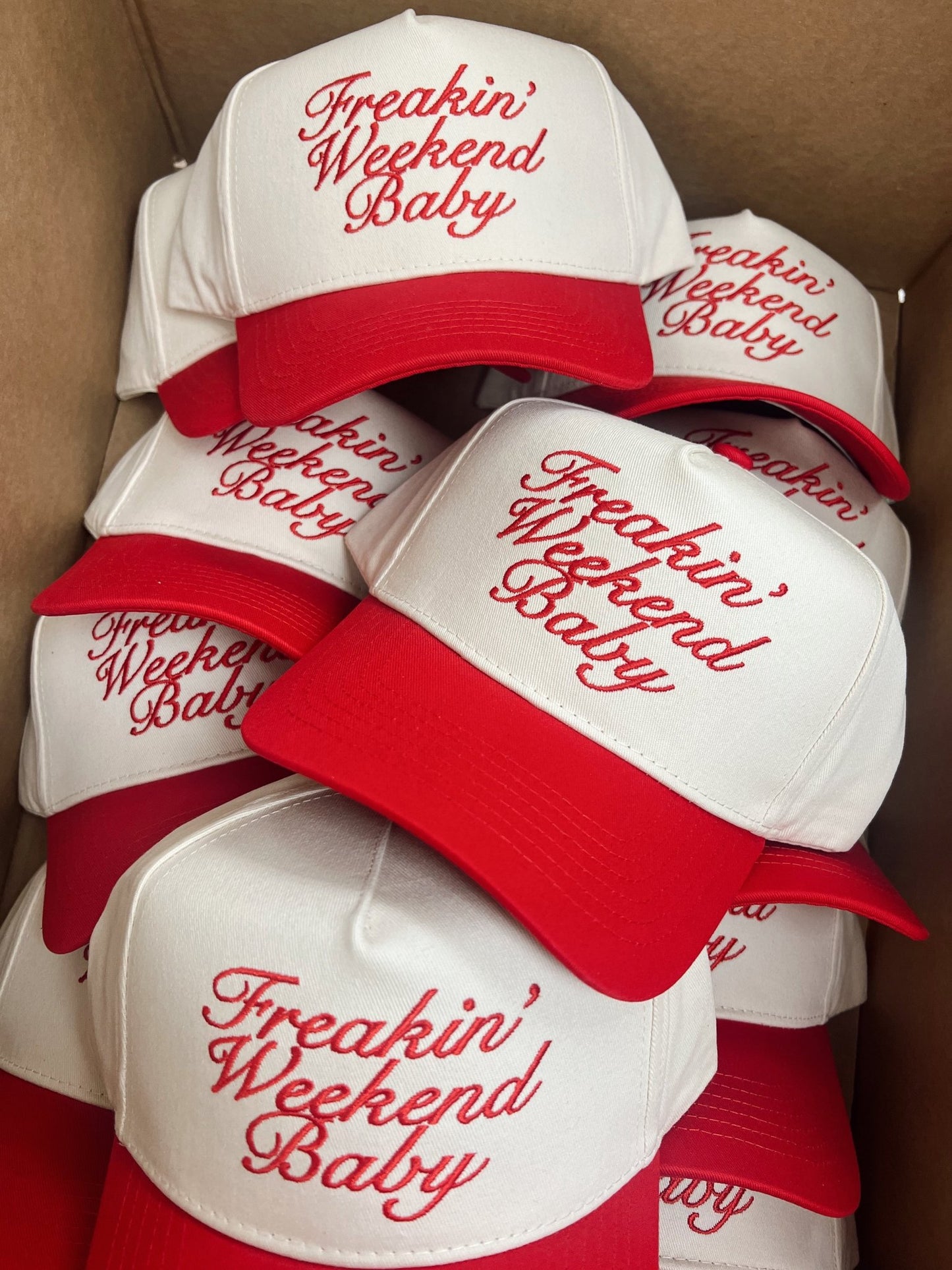 Freakin' Weekend Baby - Vintage Trucker Hat - Shop LINNY CO