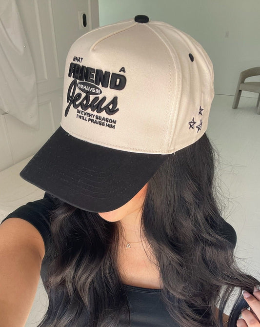 Friend in Jesus - Black Vintage Trucker Hat - Shop LINNY CO