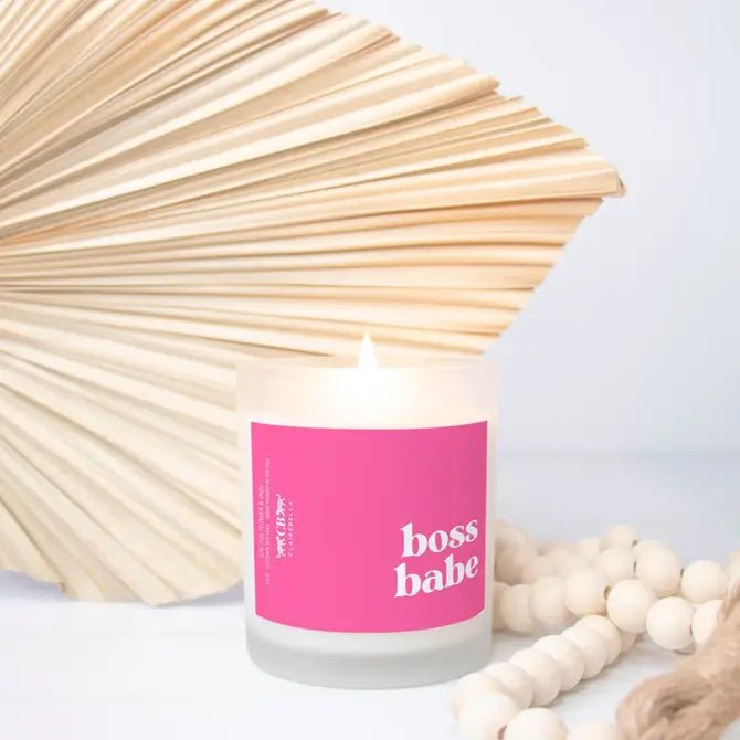 Glass Candle - Boss Babe (Cactus Flower & Jade) - Shop LINNY CO