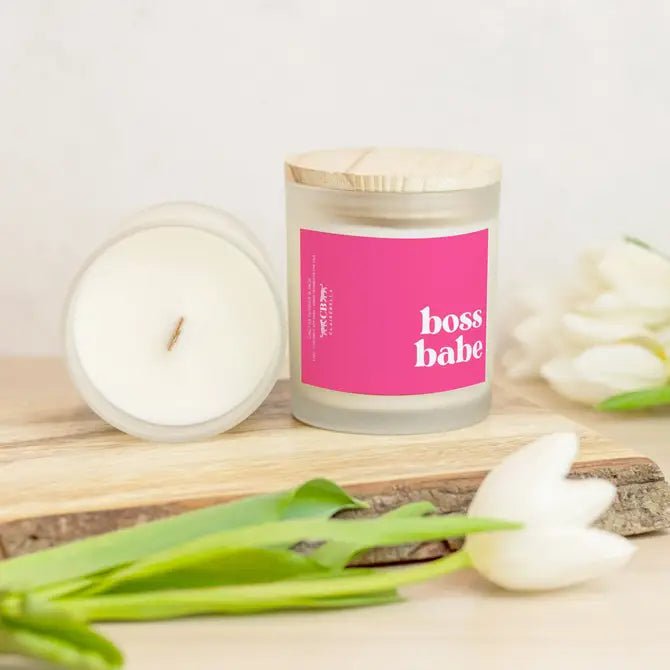 Glass Candle - Boss Babe (Cactus Flower & Jade) - Shop LINNY CO