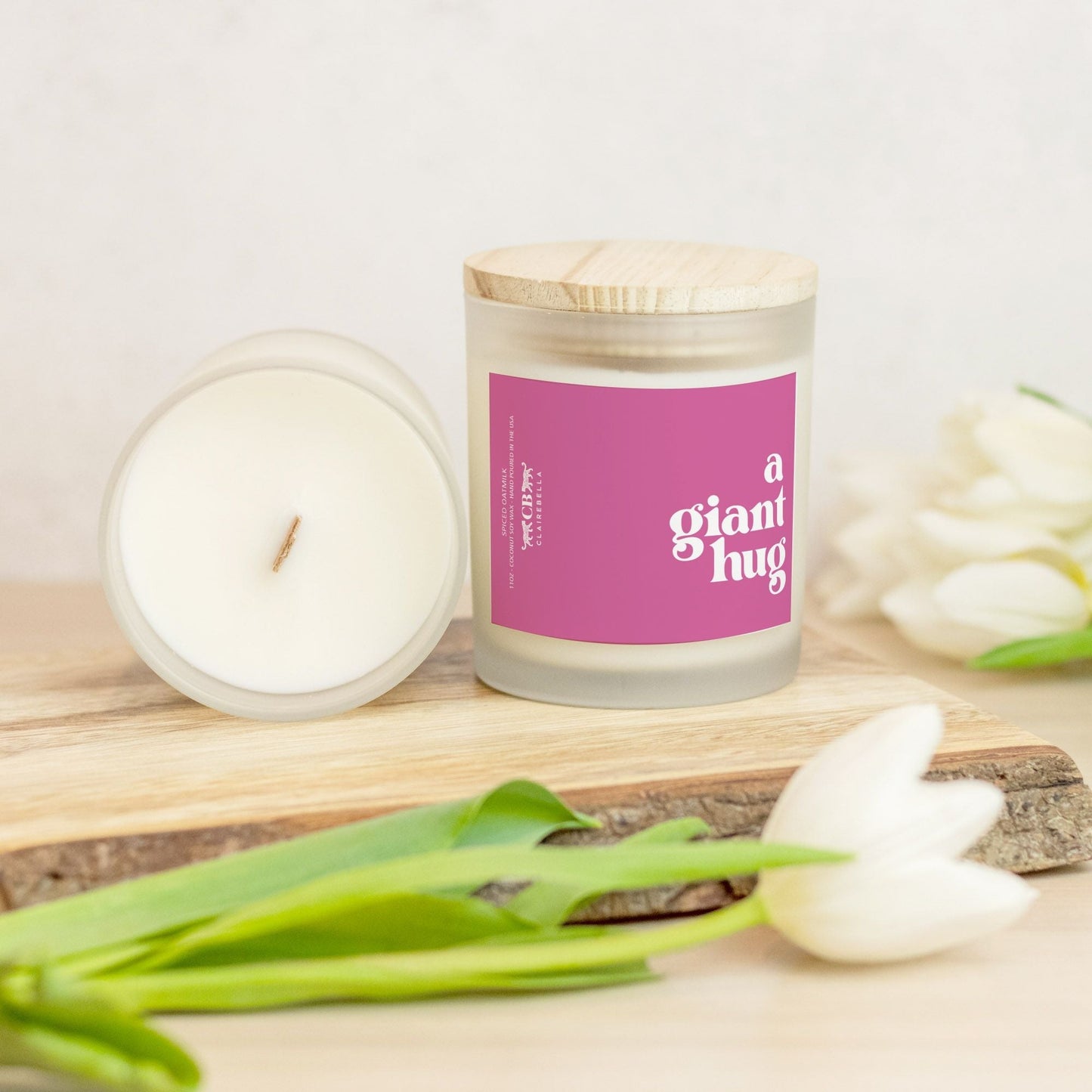 Glass Candle - Giant Hug (Spiced Oatmilk) - Shop LINNY CO