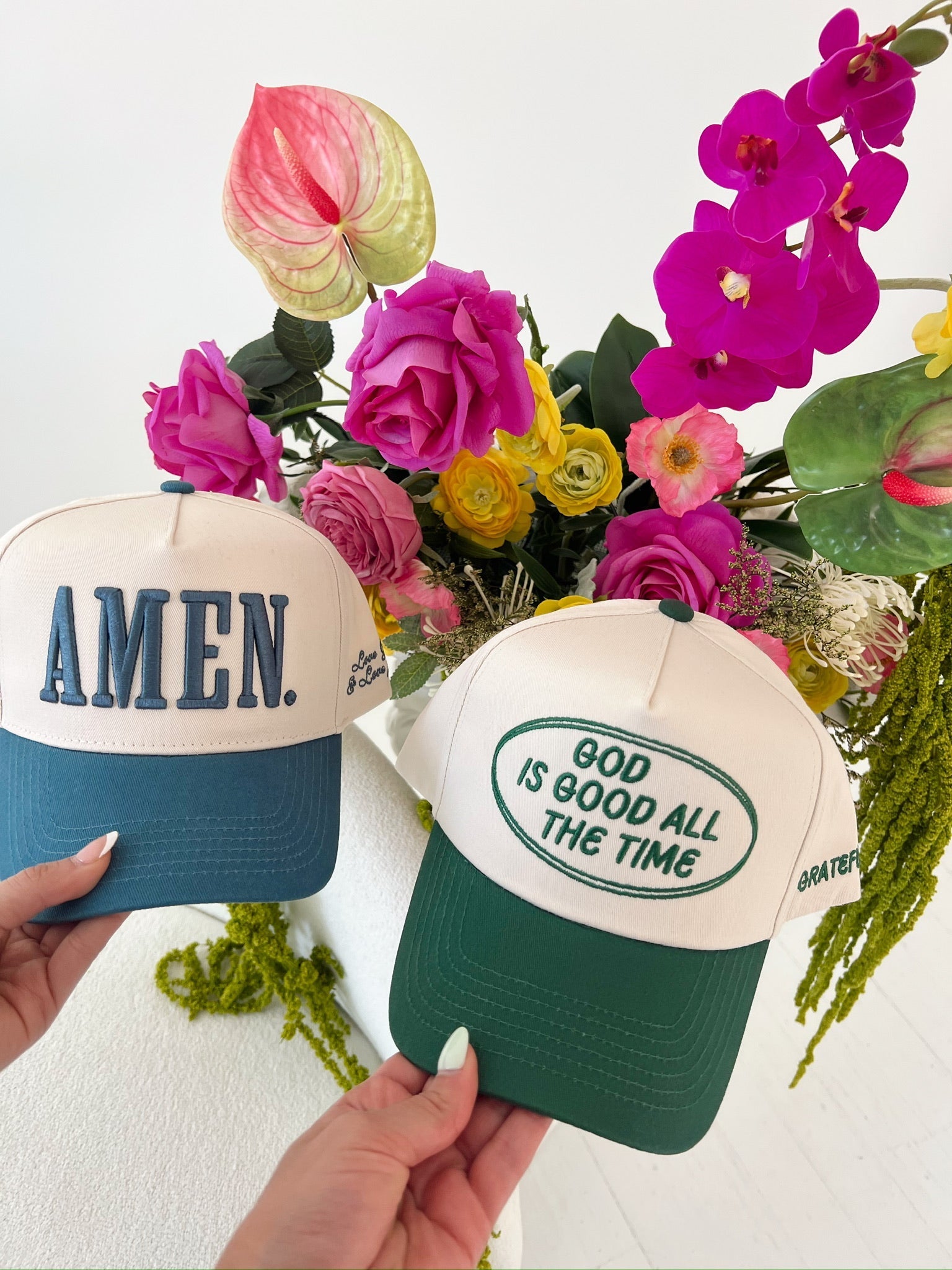 God is Good - Green Vintage Trucker Hat - Shop LINNY CO