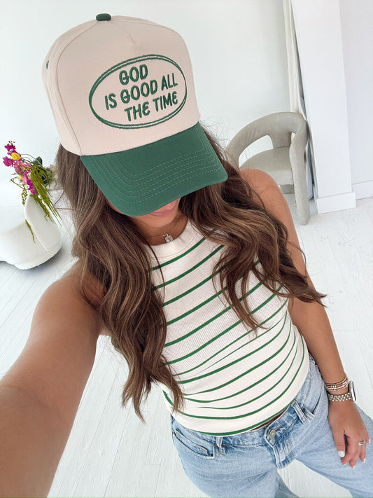 God is Good - Green Vintage Trucker Hat - Shop LINNY CO