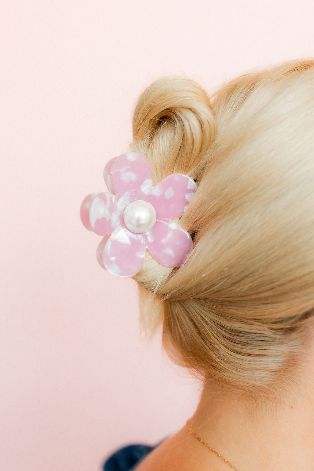 Hair Clip - Gigi Pink with Pearl Center - Shop LINNY CO