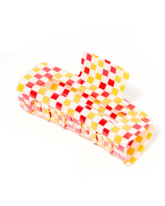 Hair Clip - Harper Red and Gold Checkered - Shop LINNY CO