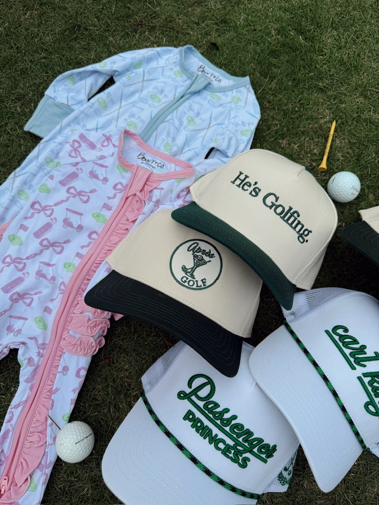 He's Golfing - Green Vintage Trucker Hat - Shop LINNY CO