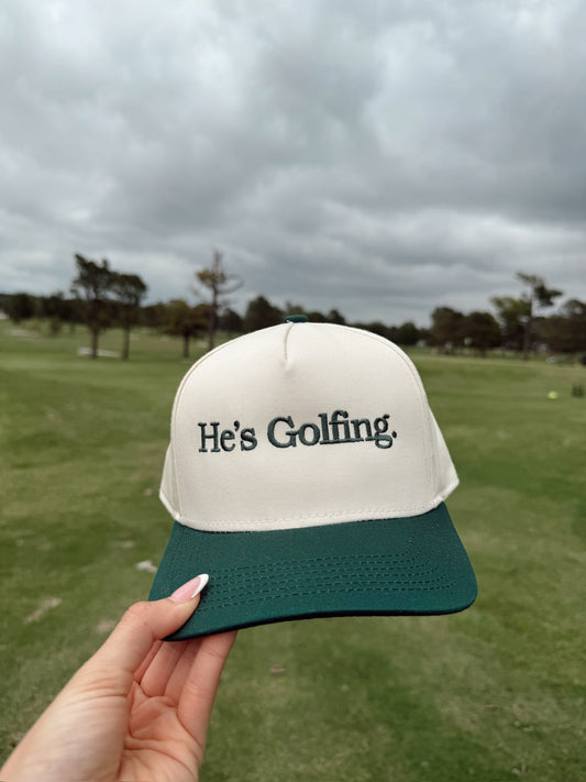 He's Golfing - Green Vintage Trucker Hat - Shop LINNY CO