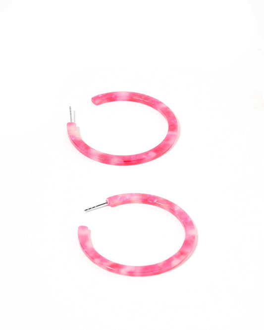 Holly Medium Hoop Earrings - Pink Party Punch - Shop LINNY CO