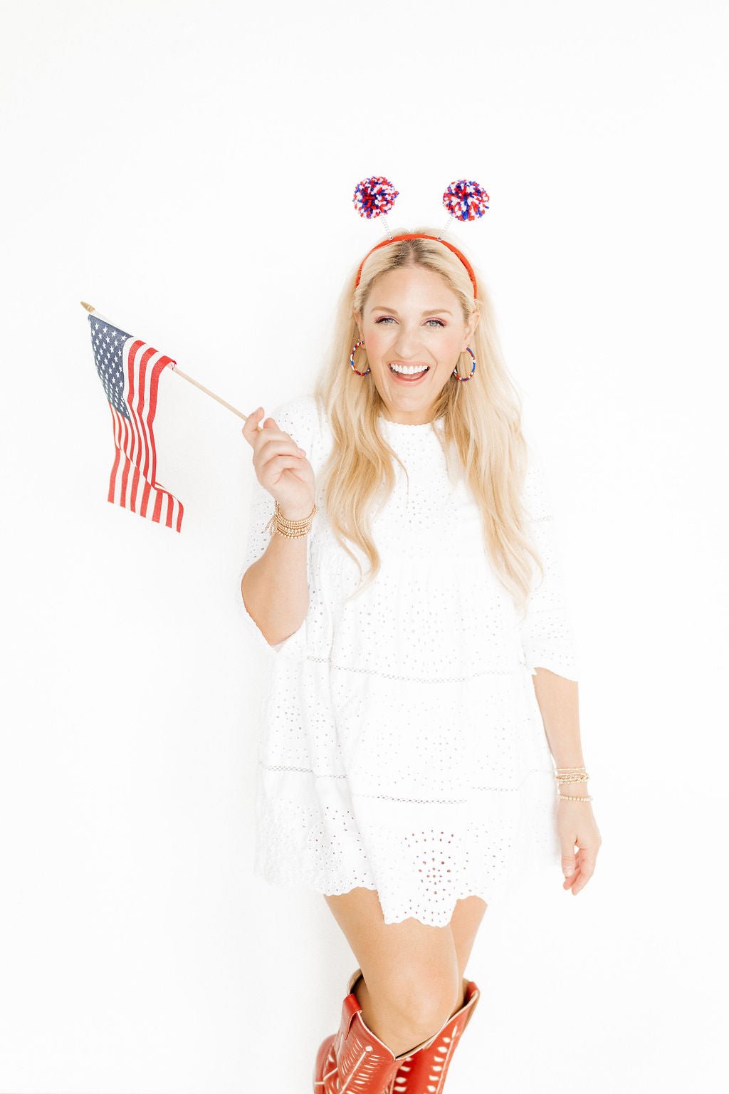 Holly Medium Hoop Earrings - Red, White and Blue - Shop LINNY CO