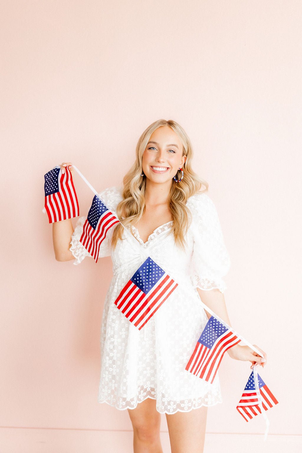 Holly Medium Hoop Earrings - Red, White and Blue - Shop LINNY CO