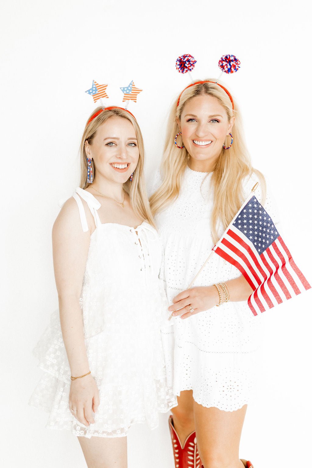 Holly Medium Hoop Earrings - Red, White and Blue - Shop LINNY CO