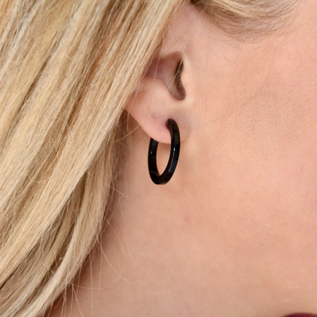 Holly Mini Hoop Earrings - True Black - Shop LINNY CO