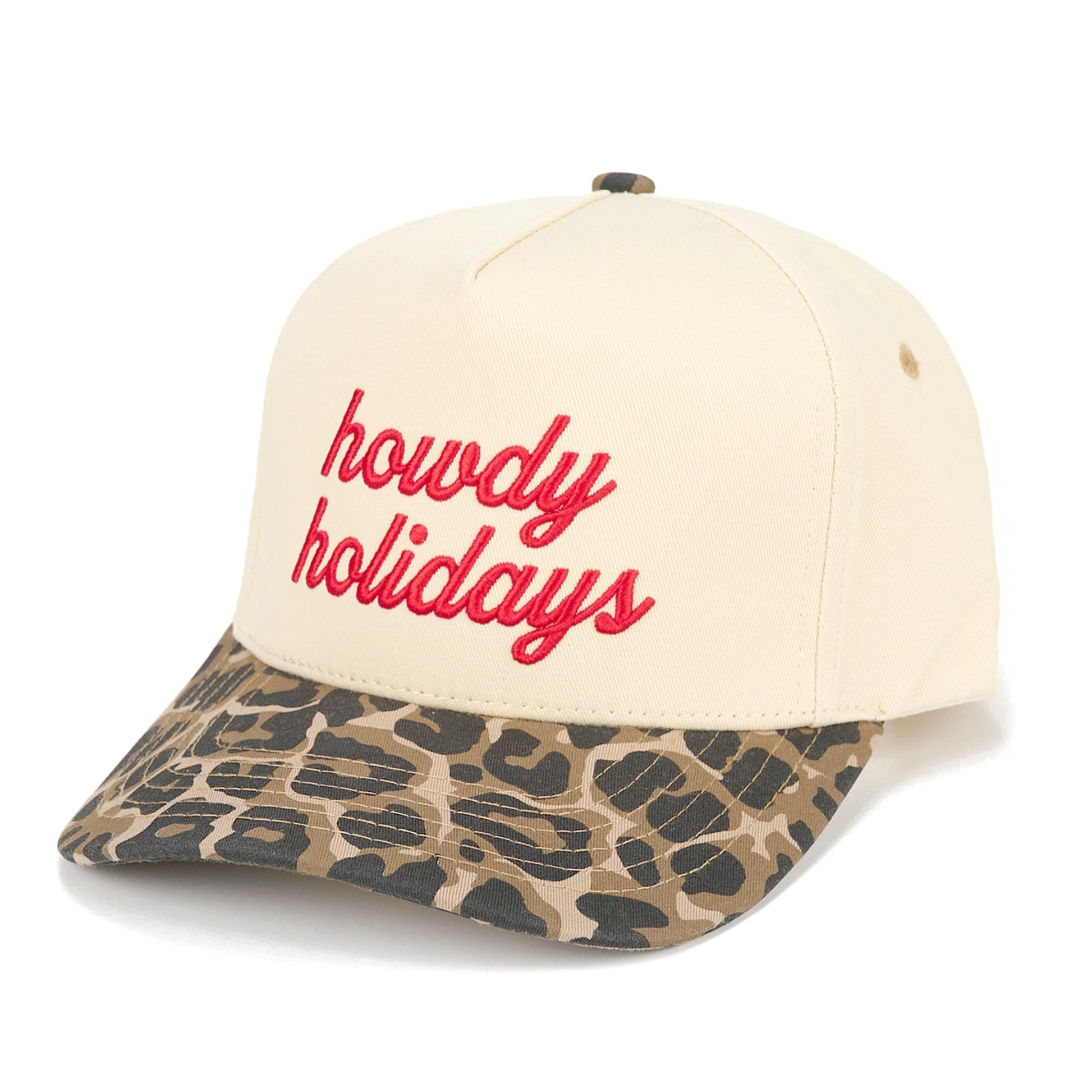 Howdy Holidays Red and Leopard - Vintage Trucker Hat - Shop LINNY CO
