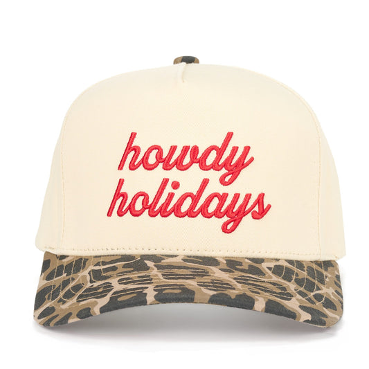Howdy Holidays Red and Leopard - Vintage Trucker Hat - Shop LINNY CO