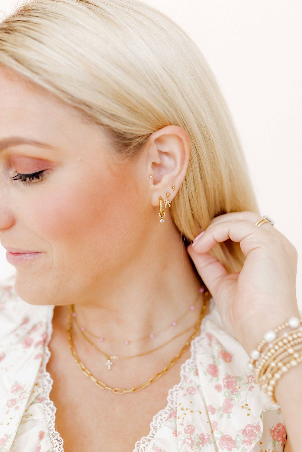 Huggie Charm Earrings - Celine Gold - Shop LINNY CO